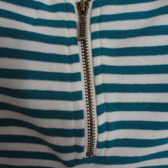 Old Navy White Teal Striped Long Sleeve Blouse - Picture 4 of 6